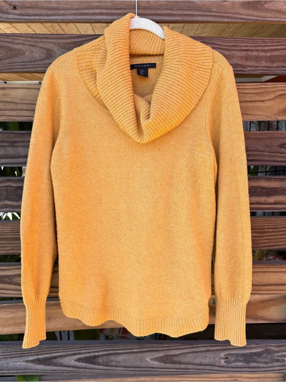 Tahari Golden Yellow Cowl Neck Sweater sz Small